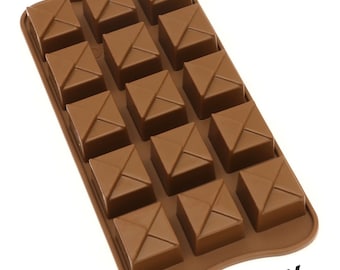 Oggibox 2 Pack Food Grade Non Stick Premium Silicone 15-Cavity Tiered Square Chocolate, Candy and Gummy Mold