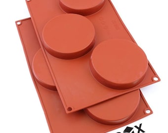 Oggibox 3-Cavity Disc Shape Silicone Mold for Soap, Bread, Coaster, Muffin, Brownie, Cornbread, Cheesecake, Pudding, and More Pack of 2
