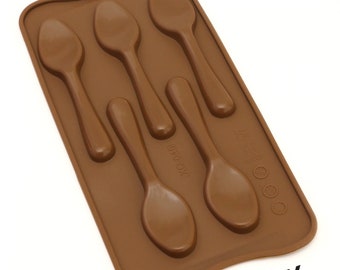 Oggibox 2 Pack Food Grade Non Stick Premium Silicone 5-Cavity Small Spoon Chocolate, Candy and Gummy Mold