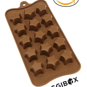 Oggibox 2 Pack Food Grade Non Stick Premium Silicone 15-Cavity Silicone Super Star Chocolate, Candy and Gummy Mold