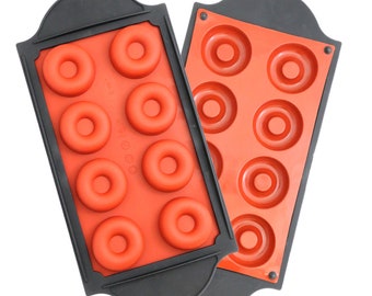 Oggibox 8-Cavity Savarin Silicone Mold with Frame for Donut, Cake, Bread, Cupcake, Cornbread Muffin Cups Donuts Pan