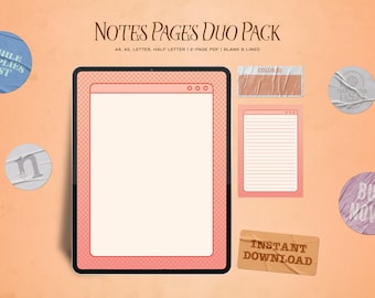 Printable Notes Pages & Goodreads Template | Blank and Lined Paper | A4, A5, Letter, Half Letter