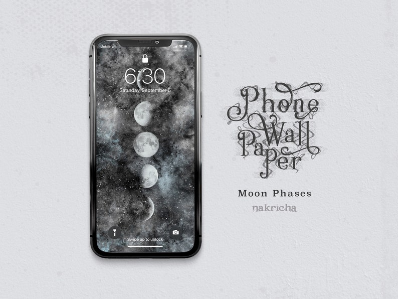 Moon Phases Phone Wallpaper iPhone & Android Digital Download image 1