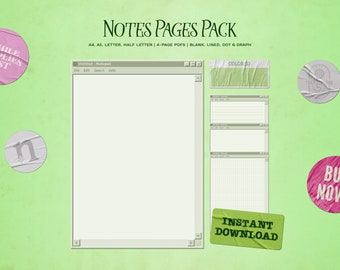 Printable Notes Pages & Goodreads Template | Blank, Lined Paper, Dot Grid Paper, Graph Paper | A4, A5, Letter, Half Letter