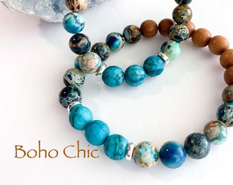 Women’s beaded bracelet, Imperial Jasper Gemstone bracelet, Bohoc Chic Positive Energy bracelet