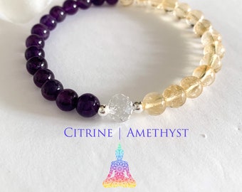 Citrine bracelet, Gemstone bracelet, Amethyst Wealth Best Gift for her, 6mm
