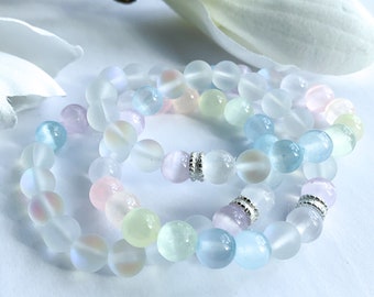 Radiant Rainbow Selenite Bracelet: Genuine & Healing Crystal, Divine Light and Heavenly Joy