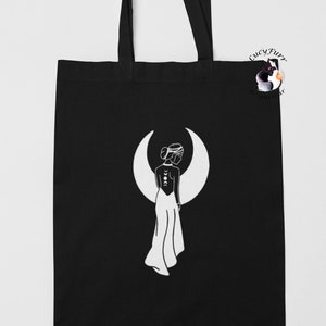 Moon Goddess Tote Bag: Boho Reusable Shopping Bag