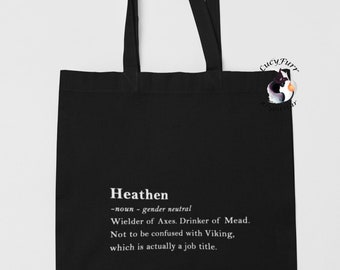 Heathen Dictionary Definition Cotton Tote Bag / Funny Heathen Tote Bag / Sac à provisions réutilisable