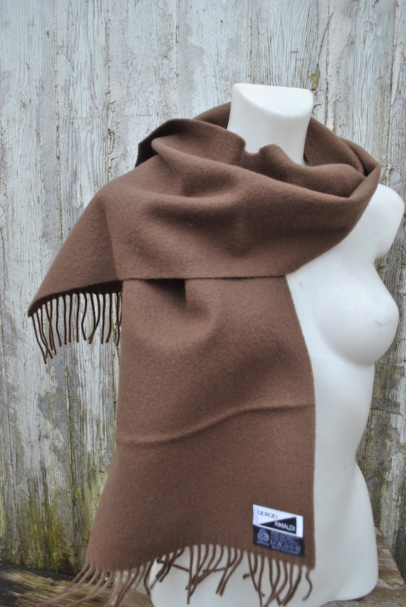 Vintage brown wool long scarf