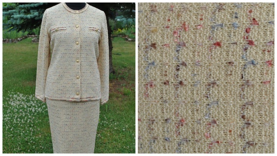 Chanel Style Vintage Ladies Suit, Wool Jersey , Wo