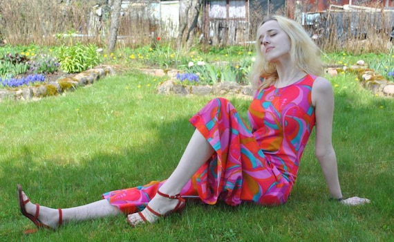 Vintage handmade multicolored overalls from 70's