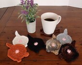 Crochet Cat Butt Coasters - Set of 4