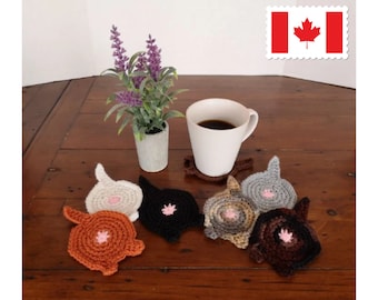 Crochet Cat Butt Coasters - Set of 4