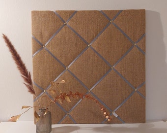 Memo board/mood board/vision board jute with gray ribbons, simple, modern