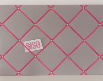 Memo board/mood board/vision board simply light gray with pink ribbons