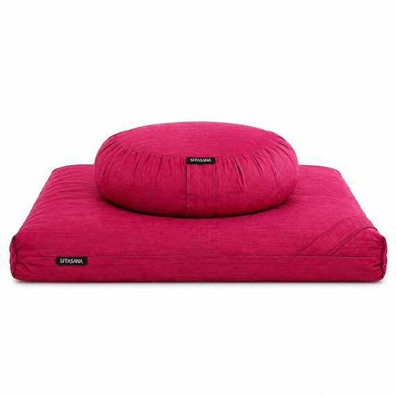 Meditation Cushion Set in Raw Silk - Magenta - Etsy