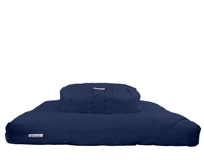 Organic Canvas Meditation Cushion Set -  Navy Blue