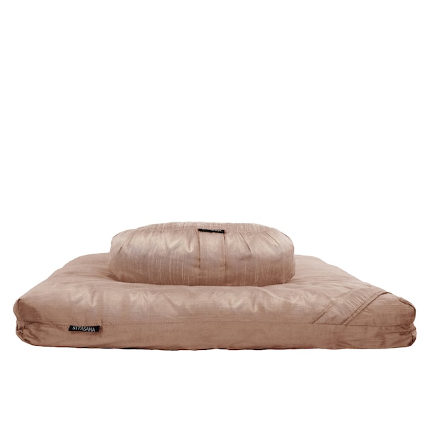 Meditation Cushion Set in Raw Silk - Dusty Rose