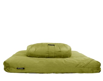 Meditation Cushion Set in Raw Silk - Jewel Tone Green