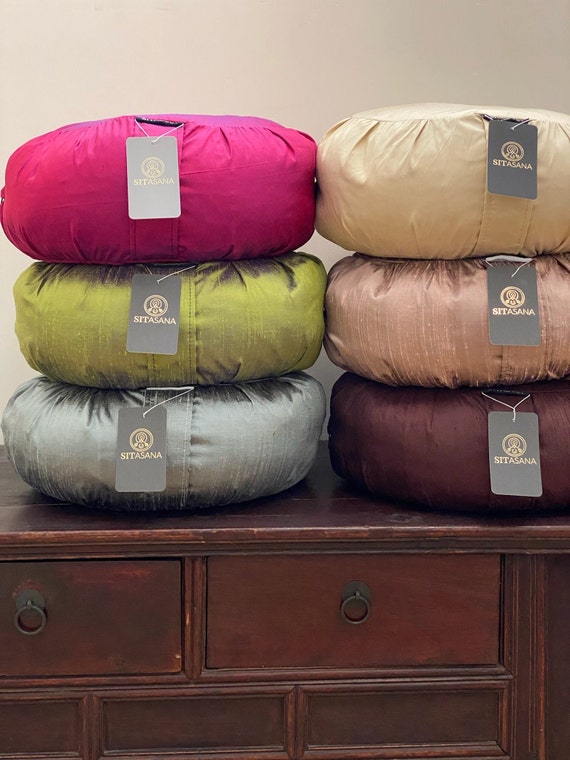 Meditation Cushion Set in Raw Silk - Magenta - Etsy