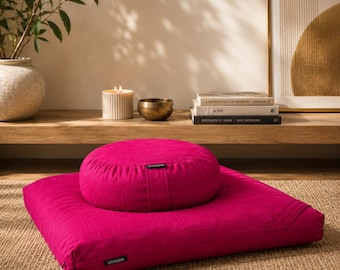 Meditation Cushion Set in Raw Silk - Magenta - Etsy