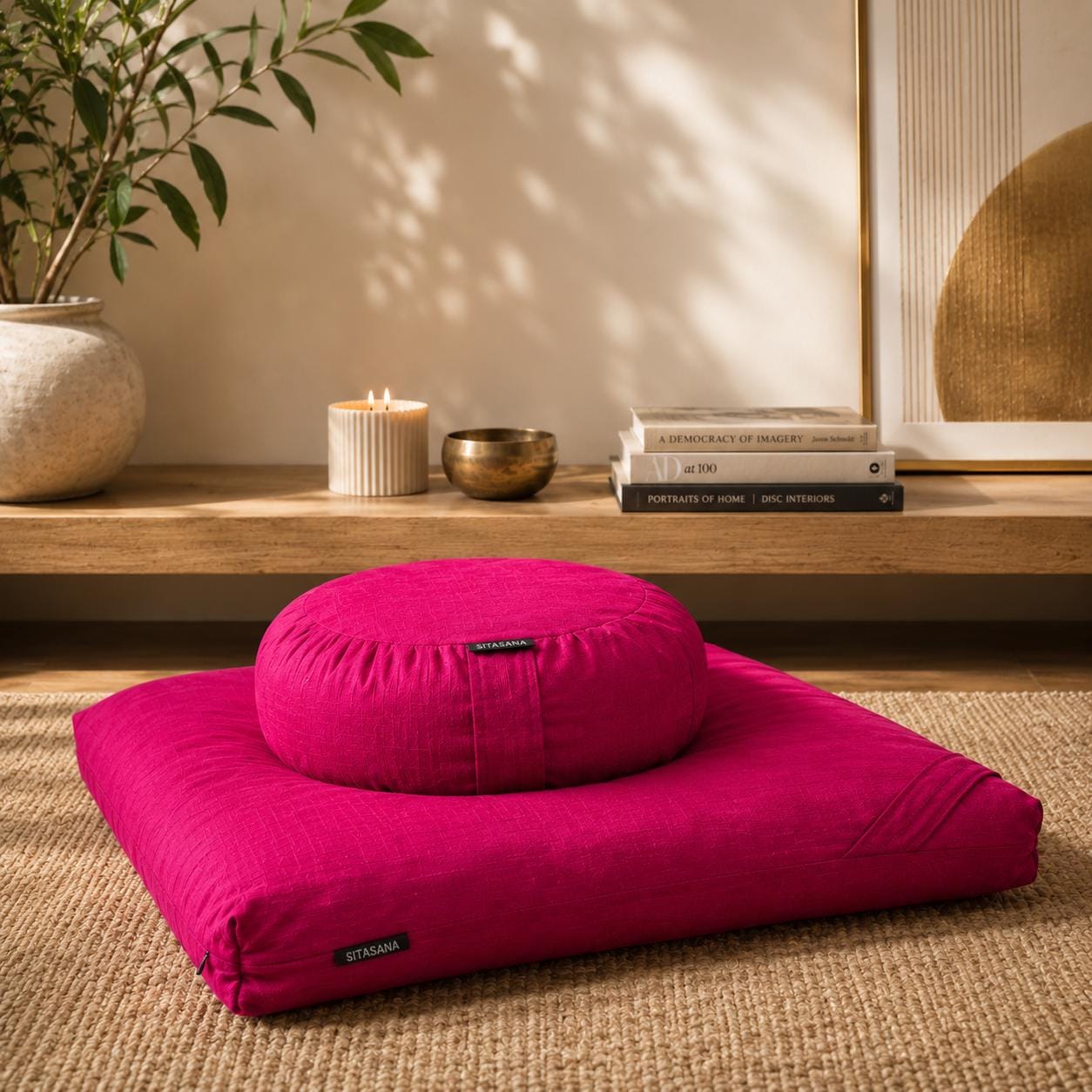 Meditation Cushion Set in Raw Silk - Magenta - Etsy