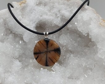 Chiastolite, cross stone, gemstone, healing stone, rubber strap, rubber necklace, chain, 925 silver