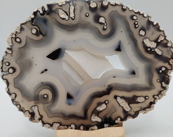 Rebanada de ágata, ágata, rebanada de cristal, rebanada de piedra preciosa, piedra preciosa, piedra curativa, portavelas de té de madera, regalo, decoración