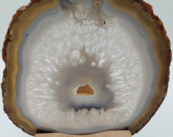 Agate slice, agate, crystal slice, gemstone slice, gemstone, healing stone, wooden tealight holder, gift, decoration