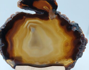 Agate slice, agate, crystal slice, gemstone slice, gemstone, healing stone, wooden tealight holder, gift, decoration