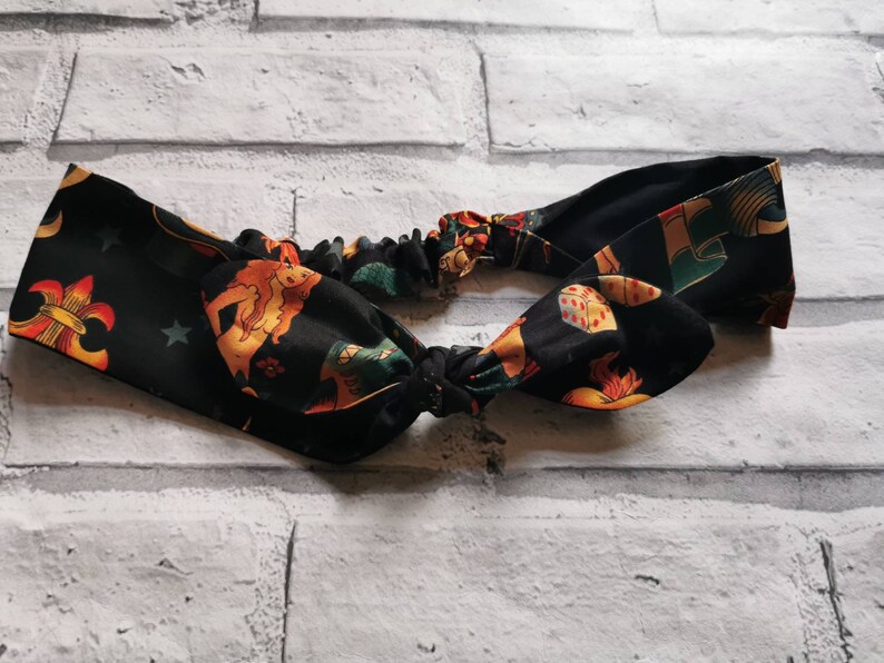 Tattoo Black Alternative Elasticated Bunny Ear Headband