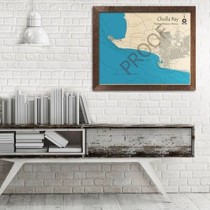 Cholla Bay, Puerto Penasco 3D Wood Map | Gulf of California, Mexico | Custom Nautical Wall Art, Personalized Wooden Map