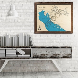 Croatia, Adriatic Sea 3D Wood Map | Layered Nautical Wooden Map | Custom Nautical Art, Personalized Nautical Wood Chart