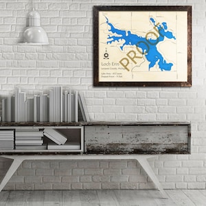 Loch Erin, Michigan 3D Wood Map | Lake House Décor - Cabin Decor - Nautical Decor | Map Art, Wedding, Custom Gift