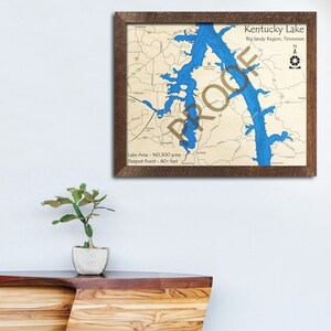 Kentucky Lake (Big Sandy Region), TN 3D Wood Map | Custom Nautical Map, Cabin Decor, Lake House Decor, 3D Wooden Chart, Tennessee