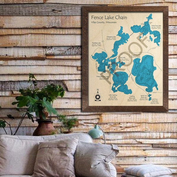 Map of Fence Lake Etsy