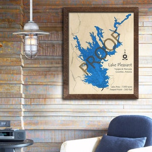 Lake Pleasant, AZ 3D Wood Map | 3D Depth Map, Cabin Decor, Lake House Decor, Nautical Decor |  Map Art Gift