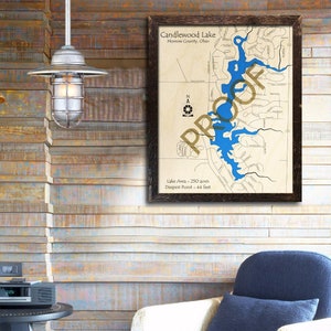 Candlewood Lake, Ohio 3D Wood Map | Cabin Decor - Lake House Décor - Nautical Decor | Map Art, Wedding, Custom Gift