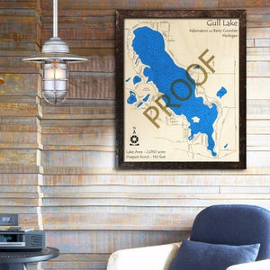 Gull Lake, Michigan 3D Wood Map | Cabin Decor - Lake House Décor - Nautical Decor | Map Art, Wedding, Custom Gift