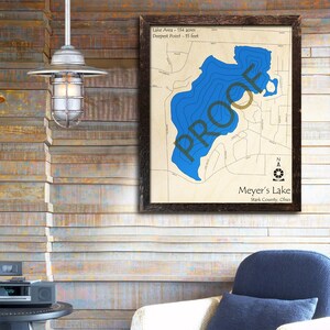 Meyers Lake, Ohio 3D Wood Map | Cabin Decor - Lake House Décor - Nautical Decor | Map Art, Wedding, Custom Gift