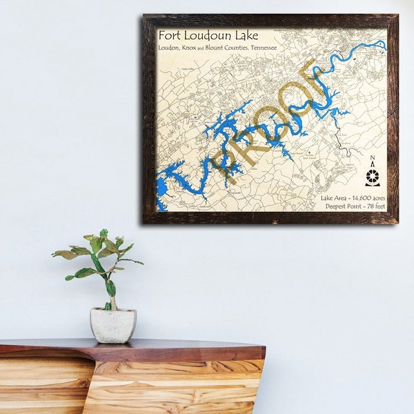 Fort Loudoun Lake Map Etsy