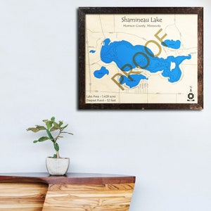 Shamineau Lake, Minnesota 3D Wood Map | Cabin Decor - Lake House Décor - Nautical Decor | Custom Map Art, Wedding, Custom Gift