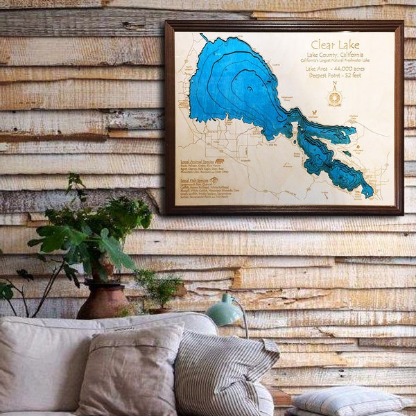 Clear Lake Ca Map Etsy