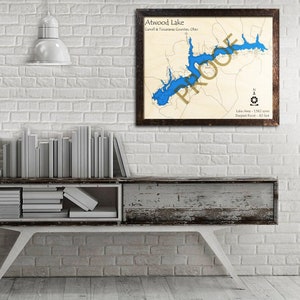 Atwood Lake, Ohio 3D Wood Map | Cabin Decor - Lake House Décor - Nautical Decor | Map Art, Wedding, Custom Gift