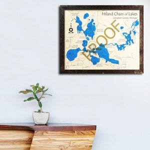 Hiland Chain of Lakes, Michigan 3D Wood Map | Cabin Decor - Lake House Décor - Nautical Decor | Map Art, Wedding, Custom Gift
