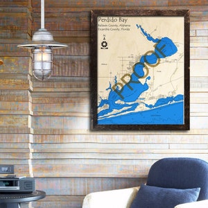 Perdido Bay 3D Wood Map | Custom Cabin Decor - Lake House Décor - Nautical Decor | Map Art, Wedding, Gifts