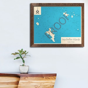Seychelles Islands 3D Wood Map | Indian Ocean | Custom Nautical Wall Art, Personalized Wooden Map