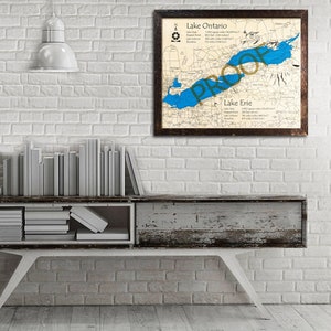 Lake Erie - Lake Ontario 3D Wood Map | Lake House Décor - Cabin Decor - Nautical Decor | Map Art, Wedding, Custom Gift