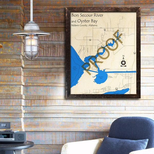 Oyster Bay Bon Secour Alabama Map Art Etsy
